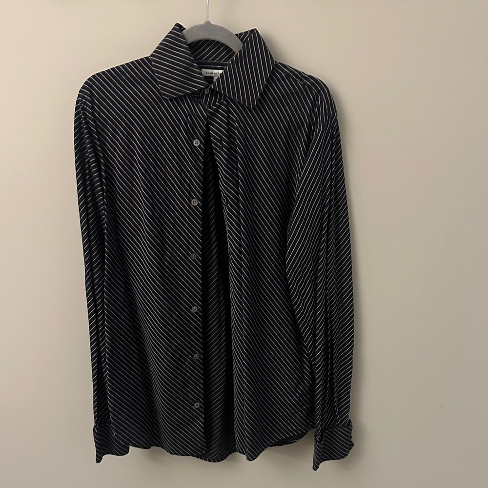 Banana Republic Black and White Striped Men's Shirt